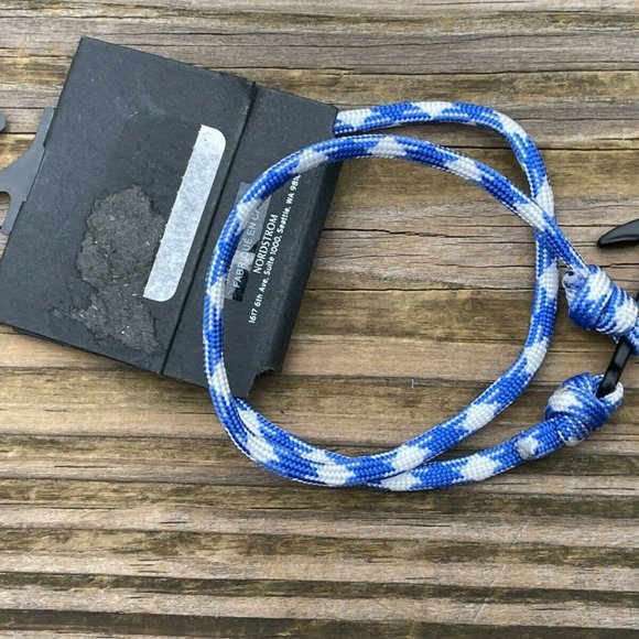 Public Opinion Bracelet Men Wrap blue and white Nylon Wrist Band Black Anchor - Picture 2 of 10